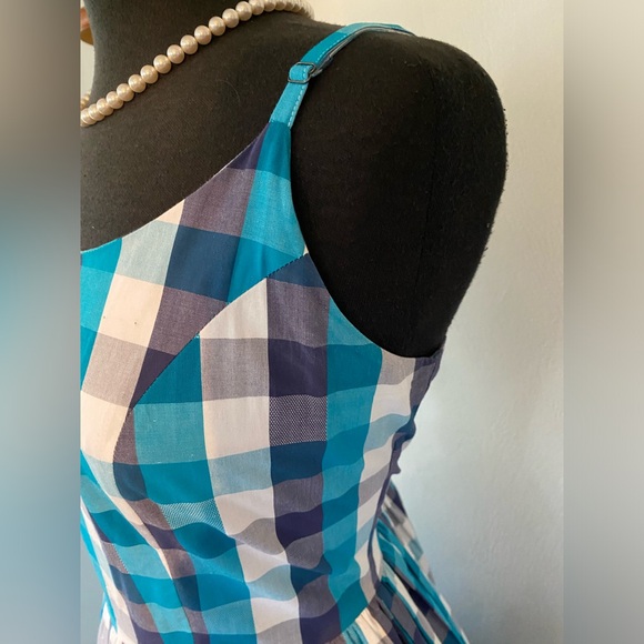 😍 TATYANA PLAID SWING RETRO PINUP PICNIC SUMMER SWING DRESS - Picture 9 of 10